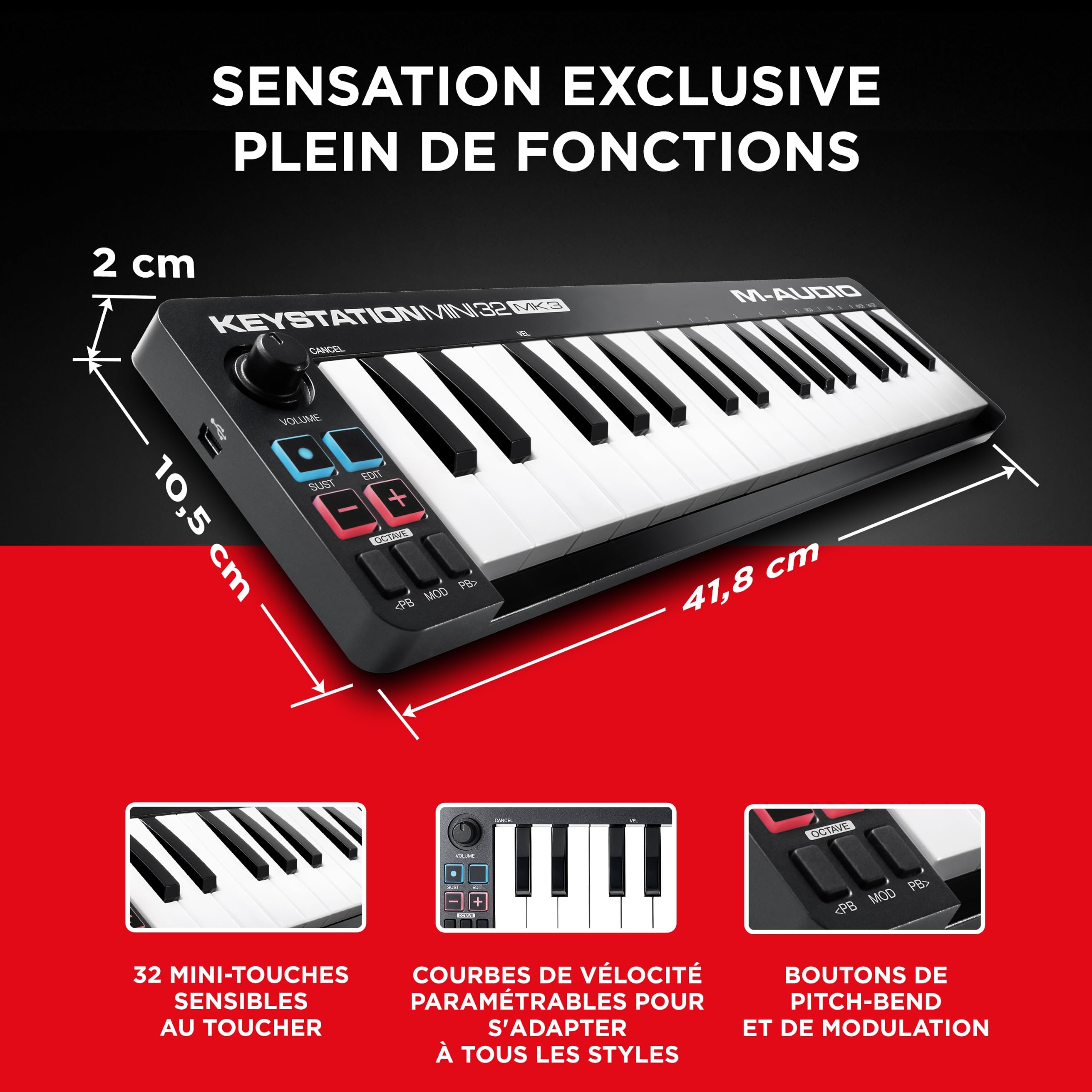 m-audio-keystation-mini-32-mk3-clavier-midi-32-touches image 3
