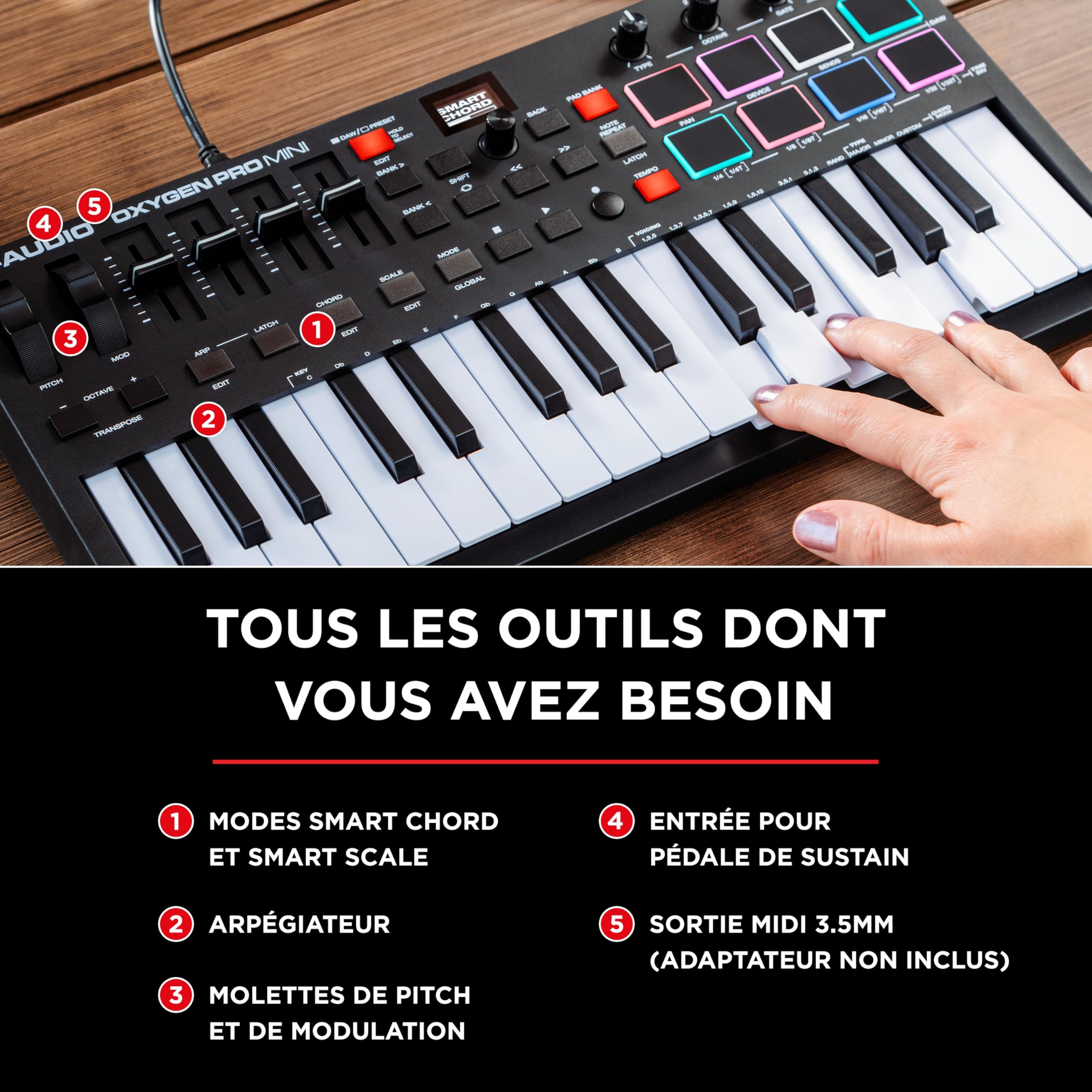 m-audio-oxygen-pro-mini-32-clavier-ma-tre-usb-noir-32-touches image 7